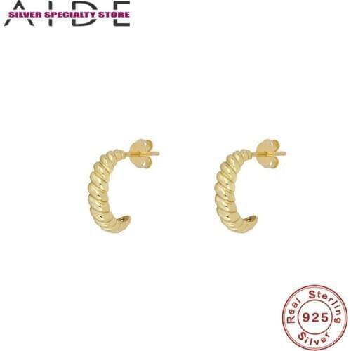 AIDE Simple Stud Earrings For Women 925 Sterling Silver Earrings 2020 Trend Piercing Earring Jewelry Pendientes Brincos Aretes