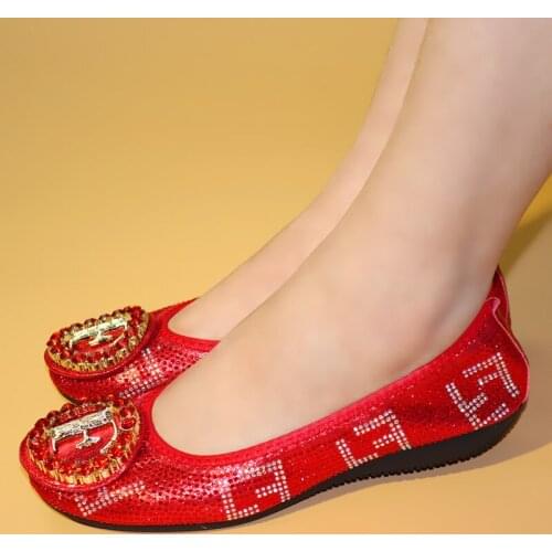 2019 Women Shoes Red diamond Loafers Women red Colors Casual shoes Handmade Soft Comfortable Shoes Women Flats SKF1-25