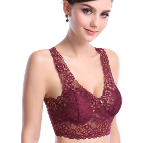 Embroidery See Through Bra Push Up Women Plus Size Bralette Black White Floral Lace Bra Full Cups Seamless Wireless Cotton Bra