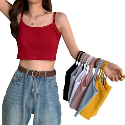 Women Girls Buckle Vest Boob Tube Tank Top Bralet Sheer Mesh Basic Cami Crop Top