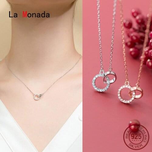 La Monada Silver Chain Necklace For Women Circle Pendant Fashion Minimalist Silver 925 Jewelry On The Neck Womens Necklaces