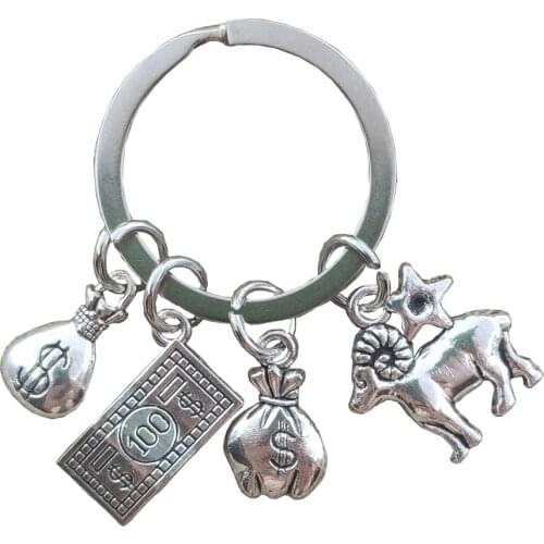 12 Signs Constellations Zodiac Old-fashioned Keychain Key Ring Dollar Purse Wealth Fortune Money Style Birthday Party Gift