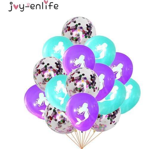 15pcs/lot 12inch Birthday Party Confetti Balloons Mermaid Latex Air Balloon Baby Shower Wedding Party Globos Decoration Supplies
