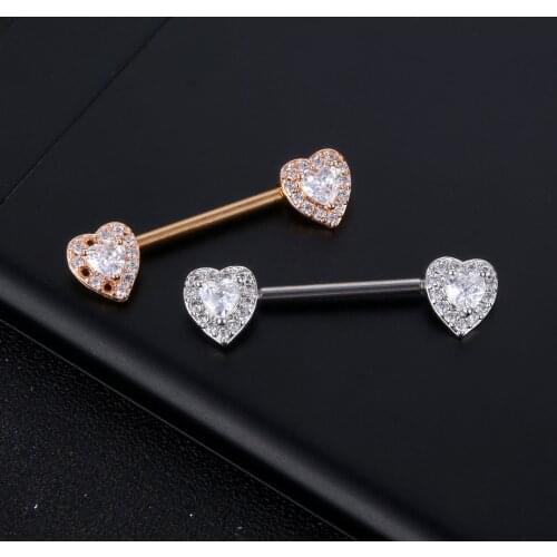 2pcs Titanium Nipple Piercing Heart Barbell 14G Nipple Shield Flower Charming Nipple Rings For Women Body Piercing Jewelry