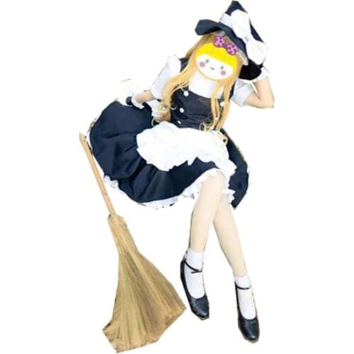 2020 TouHou Project Kirisame Marisa Maid Dress Cosplay Costume Full Set With Hat Custom Made