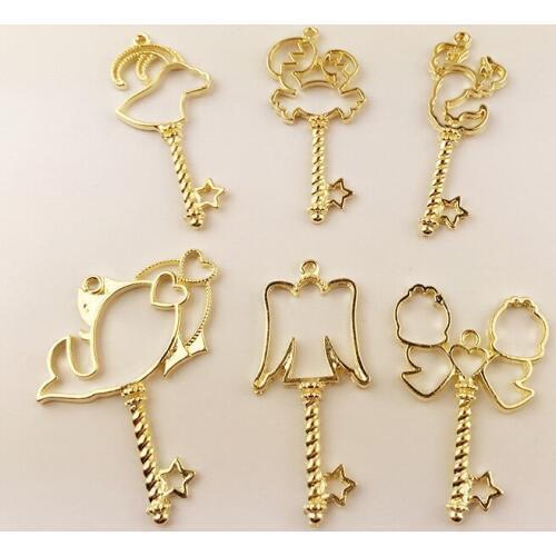 3 pcs/lot Twelve constellations shape magic bar Metal Frame Pendant Gold Charm Bezel Setting Cabochon Setting UV Resin Charm