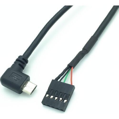 50CM 90 Degree Right Angle Micro-USB Male to 5 Pin Motherboard Female Adapter Dupont Extended Cable(Micro-USB M/5Pin)