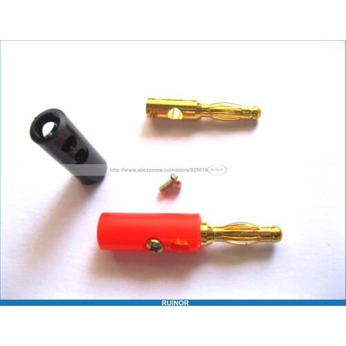 80 Pcs/lot 4mm Banana Plug Gold Plated Red + Black 4mm