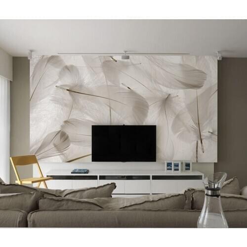 Bacal White Feather photo 3d Wallpaper Mural for Living Room TV Sofa Background 3d Mural Wall paper 16D Feather Sticker