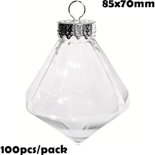 Free Shipping DIY Paintable/Shatterproof/Fillable Christmas Decoration Ball 85*70mm Plastic Diamond Shape Ornament, 100/Pack