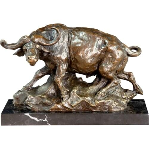 Bronze Animal Sculpture Art Wild Bull Statue Hot Casting Brass Classy Office Table Decoration Gifts