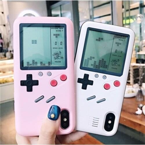 Playable Gameboy Case For iphone 12 11 Pro Max 7 8 6 6S Plus Retro Tetris Game Boy Console Cover For iphone XS Max XR X SE Funda