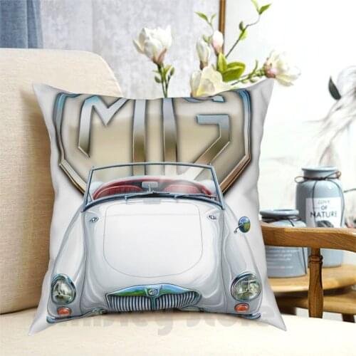 Mga Sports Car Print In White Pillow Case Printed Home Soft DIY Pillow cover Mg Mga Sports Car Automotive