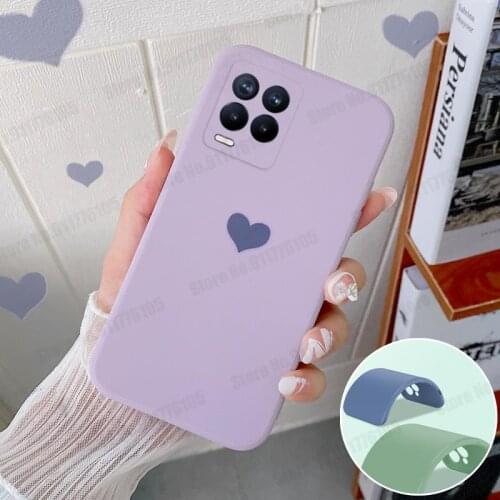 Love Heart Camera Lens Protection Case For OPPO Realme 8 V15 V11 X7 Pro Q2 V5 Candy Color Soft Silicone Shockproof Phone Cover