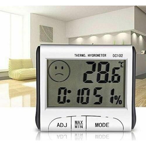 Digital Thermometer Hygrometer Gauge Indoor Weather Station LCD Display Electronic Temperature Humidity Monitor Clock DC102