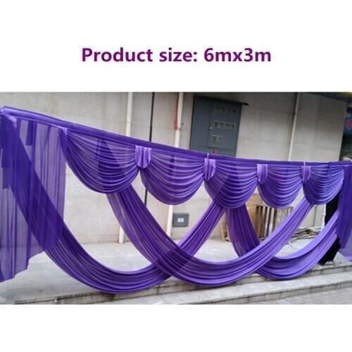 Wedding Decoration Backdrop With Swags 2mx6m Wedding Banquet Background Curtain gold blue green red purple color Backdrop