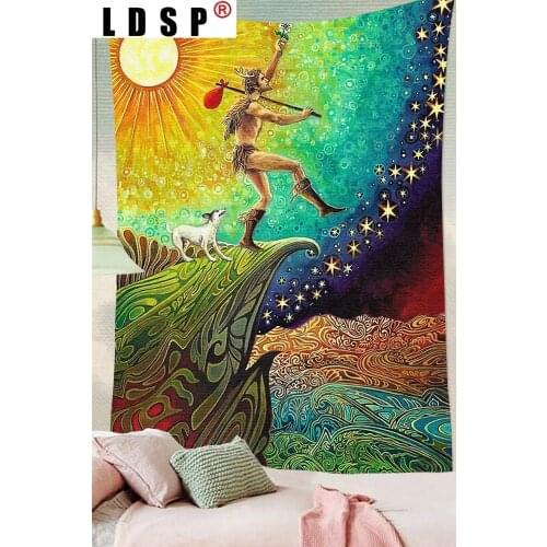 LDSP Tapestry Bohemia Tarot Cards Hippie Bravely Girl Moon The Star Art Wall Hanging Tapestries for Living Room Home Dorm Decor