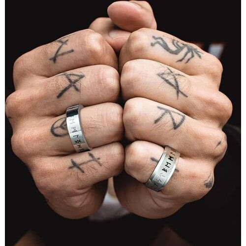 ENGRAVING VIKING RUNE MENS RING STAINLESS STEEL WEDDING BAND FOR MEN WOMEN JEWELRY