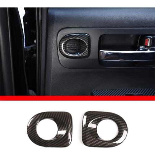 Car Interior ABS Carbon Fiber Rear Door Speaker Cover Horn Decorative Frame for Toyota Tundra 2007-2021 Car Accessories