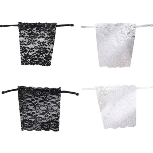 K3NF Women Sheer Floral Lace Camisole Secret Cleavage Cover Lady Clip-on Mock Snappy Bra Insert Overlay Modesty Panel Vest