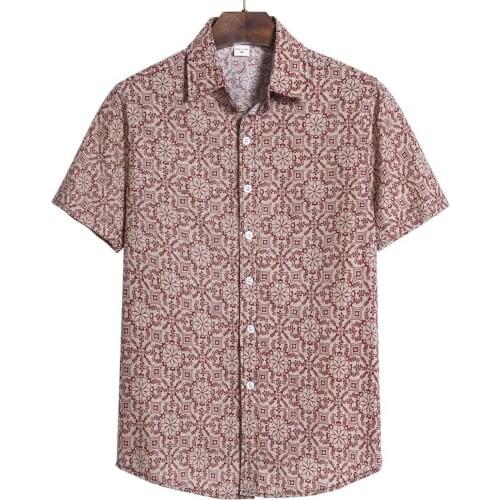 Summer Fashion Men Cardigan Short Sleeve Beach Flower Hawaiian Shirt Men Turtleneck Shirt Vintage Clothes Blusas Masculinas Moda