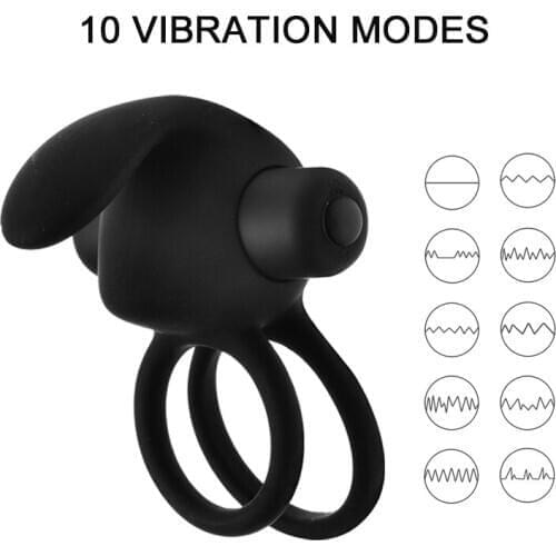 10 Vibration Modes Penis Ring Double-ring Delayed Ejaculation Cock Ring For Men Cockring Clitoris Stimulate Vibrator for Women