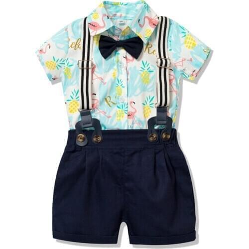 Male baby gentleman suit cartoon clothes shorts belt bow tie four-piece suit
