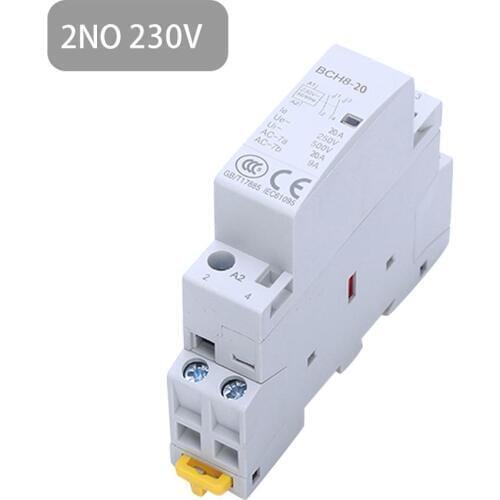AC Contactor 2P 20A 230V 2NO 60HZ Din Rail Household Durable AC Modular Contactor Relay for Household Home Hotel Resturant