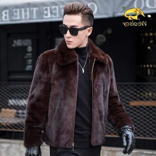 2021 New Fashion Autumn Winter Men Faux Fur Mink Jacket Short Coat Plush Fluffy Coat Male Plus Size High Street Overcoat W29