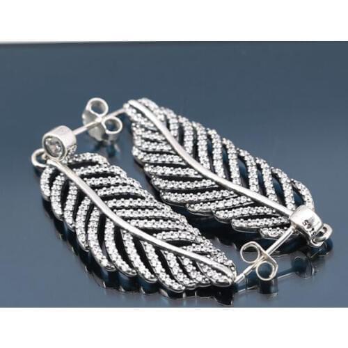 Fashion Earrings Authentic 925 Sterling Silver Jewelry Light as a feather earring Compatible with silver Jewelry Original