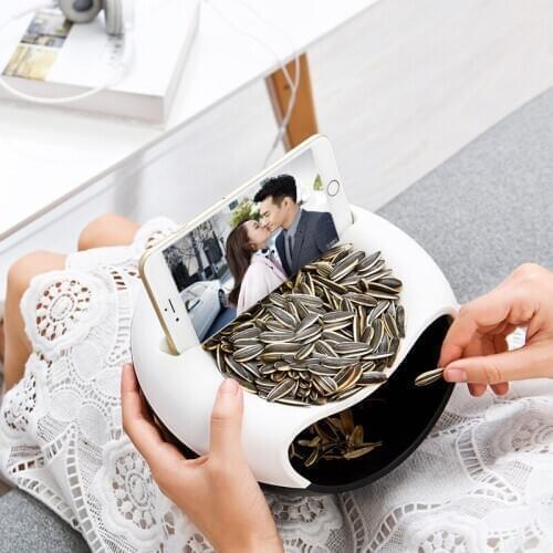 Fashion Multifunctional Plastic Double Layer Dry Fruit Containers Snacks Seeds Storage Box Garbage Holder Plate Dish Organizer