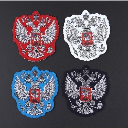 Fine Russia Emblem Eagle Russian Army Flag Patch Sew On Coat Fine Eagle Embroidery Clothing Biker Patch Badge Stripe Decor