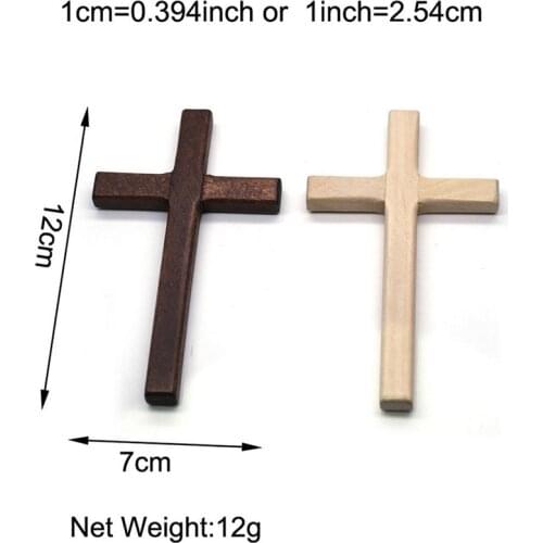 New 2pcs 12cm Handmade Wooden Crosses Crucifix Jesus Christ Ornaments Religious Charm Necklace Pendant Making