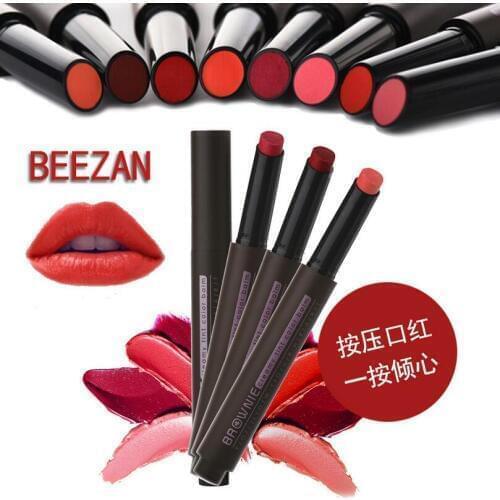 By nanda 8Colors Lips Makeup Push Button Press Lipstick Creamy Tint Color Balm Cosmetic Rouge Long-lasting Velvet Matte Lipstick