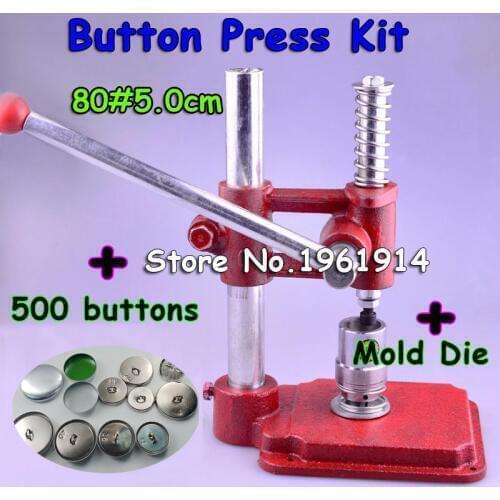 Fabric Covered Button Press Handmade Fabric Self Cover Button Maker Machine with 80#5.0cm Mold Tools 500 pcs buttons wholesale