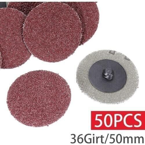 50pcs 2" 36 Grit Roll Lock Sanding Disc Sanding Roloc Disc Abrasive Sandpaper Polishing Pad Rotary Tool Accessories