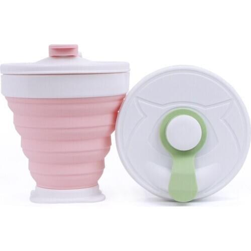 Silicone Folding Cup 350mL Thermoduric Water Coffee Bottle for Business Travelling Camping Parking Outdoor Activity