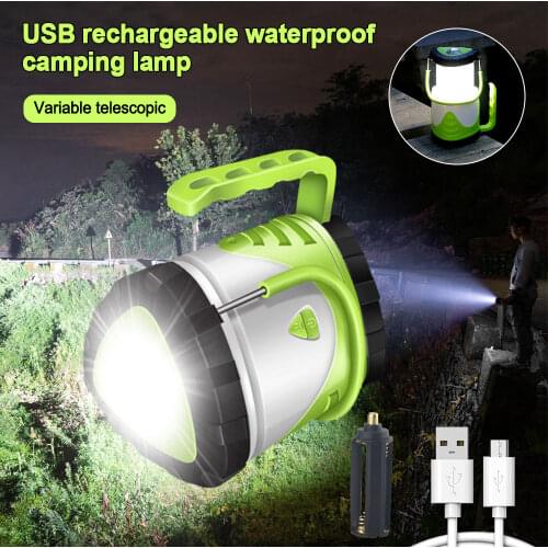 8000LM 2IN1 Foldable Portable LED Flashlight Powerful Spotlight USB Rechargeable Waterproof Camping Lantern Light Tent Light