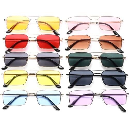 Metal Frame UV400 Lens Sun Glasses Women Men Vintage Rectangle Sunglasses Classic Small Frame Steampunk Sunglasses