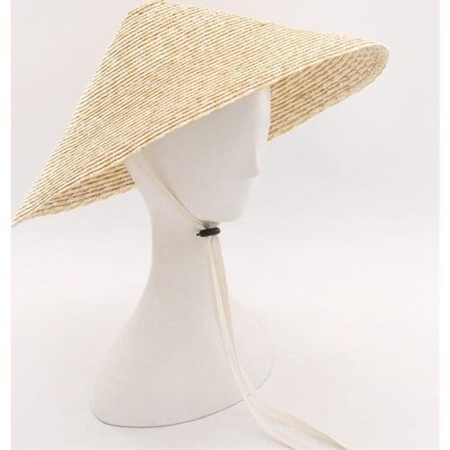 Natural Wheat straw hat bucket straw hat fashion stage catwalk straw hat modeling hat outdoor travel straw hat