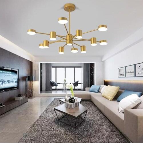 Modern Black Gold Changeable LED Multi-Head Chandelier for Bedroom Dining Living Room Hall Loft Nordic Indoor Art Decor Lighting