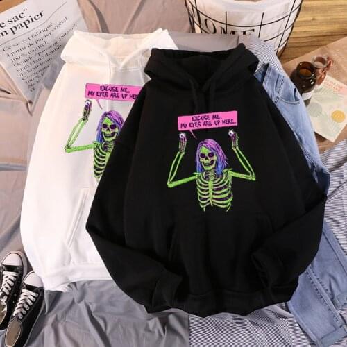 Y2k skeleton hoodie plus size clothing harajuku korean fashion goth hoodies long sleeve top fall clothes for women sweetshirts