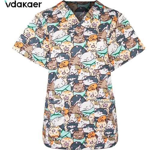 Fashion Hospital Staff Scrubs New Design Nursing Uniform Unisex Dental Clinic Supplies Nurse Work Uniforms Tops Scrub T Shirt