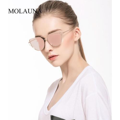 2020 Fashion Cat Eye Vintage Rose Gold Mirror Womens Sunglasses Metal Vintage Cateye Fashion Sun Glasses Female Eyewear UV400