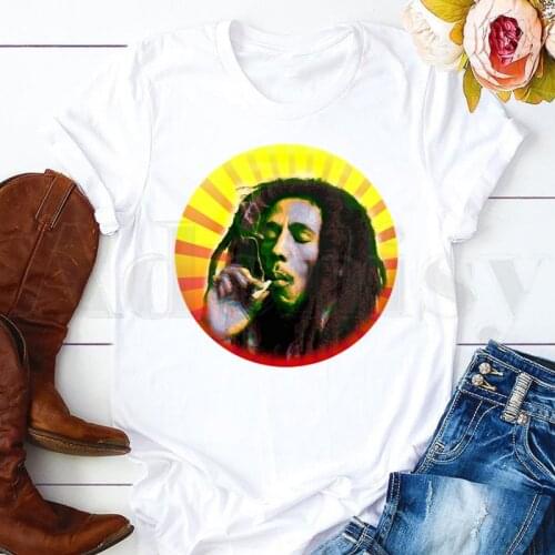 Short Sleeve Female Tops Tees New Hip Hop Reggae Originator Bob Marley Rock T Shirts Womens T-shirt Harajuku Vintage