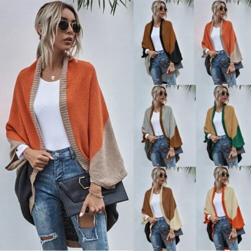 Cardigan Cвитер Sweater Woman Kардиган Open Stitch Patcwork Batwing Sleeve Loose Plus Size Sping & Autumn Streetwear Women