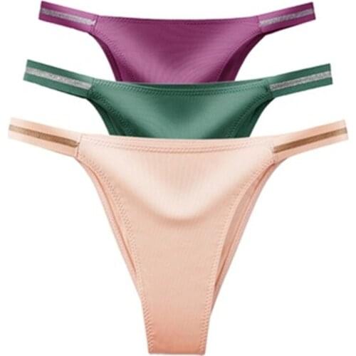 Womens Sealess Underwear Low Waist G-string Panties Transparent Nylon Casual T back Solid Color Thongs Intimates for Female