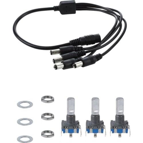 1 Pcs 1 to 4 DC Power 4-Port Splitter Adapter Cable & 3Pcs 6mm D Shaft 18 Position Rotary Encoder with Push Button