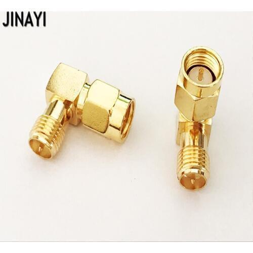10pcs/lot Right Angle SMA male plug to RP-SMA female jack in series RF Coaxial Cable adapter connector