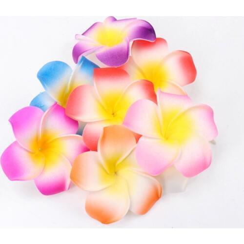 10Pcs Plumeria Flower Wedding Bridal Hair pins Hawaiian Style Foam Flower Hair Clips For Hair White Yellow Hair Accessories